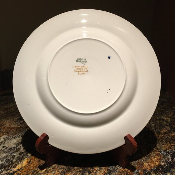 Vintage English CROWN DUCAL Cobalt and Gold Trim Dessert Plate #4 - Picture 2 of 7